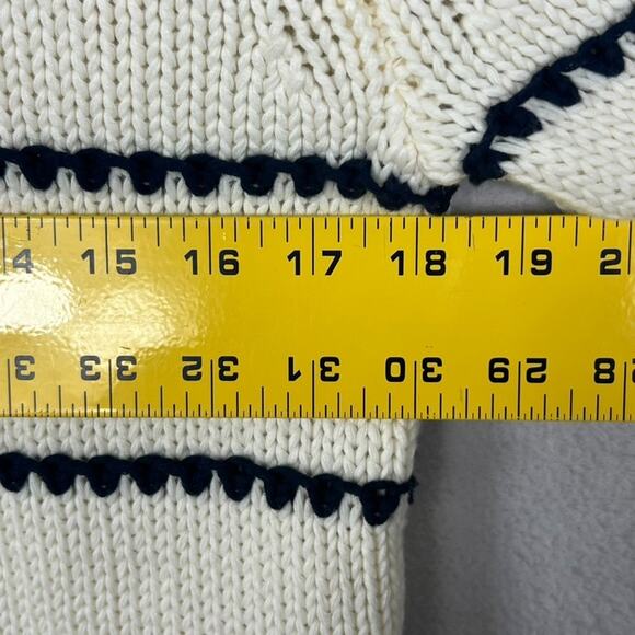 Madewell Sweater Womens Size L Textured Cotton Crewneck Ivory Navy Stripe NWT - Picture 8 of 10